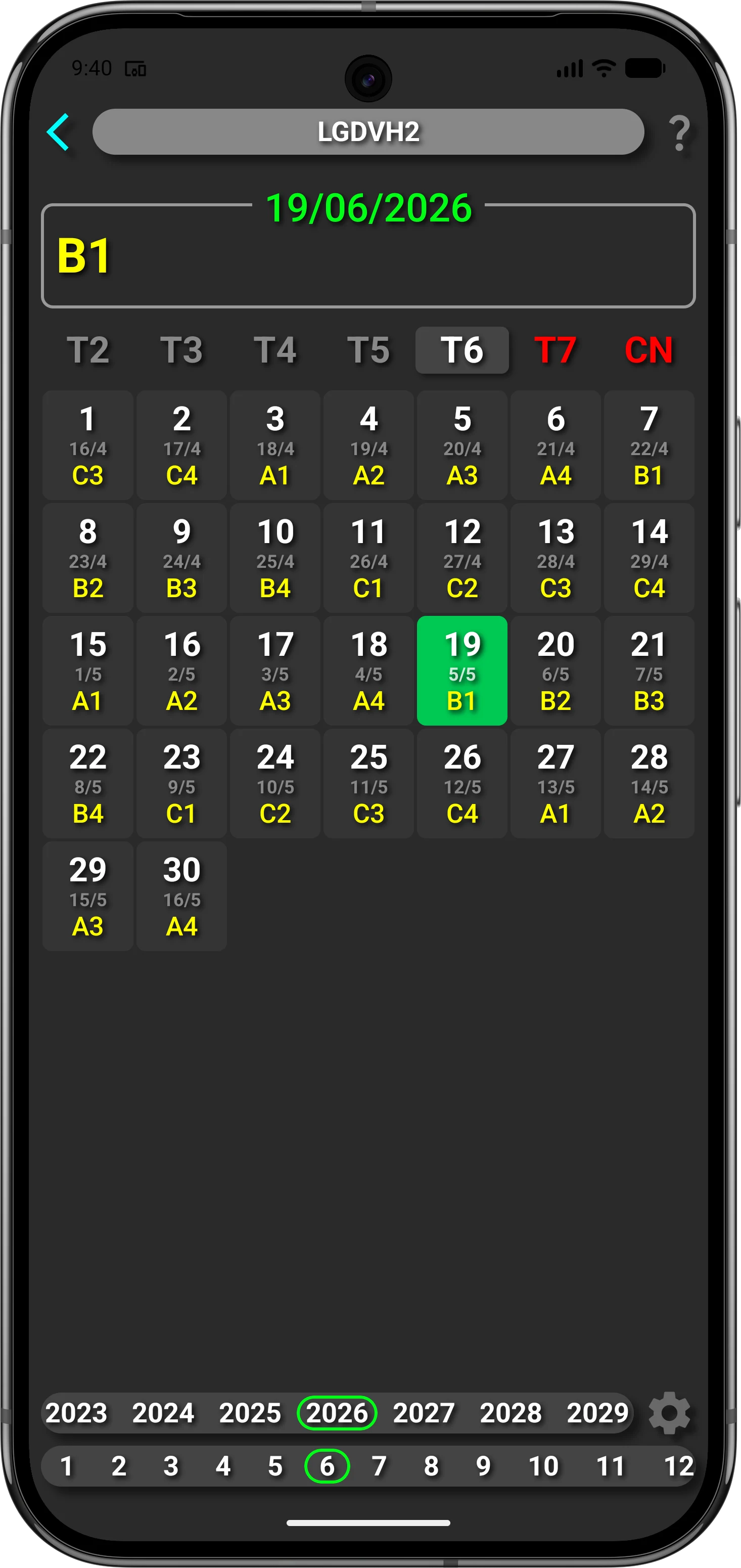 Timesheet screenshot